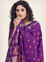 Purple Soft Banarasi Silk Saree